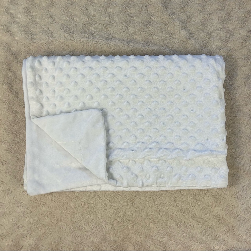 Solid White Minky Dot Baby Blanket Oeko Tex Security Lovey